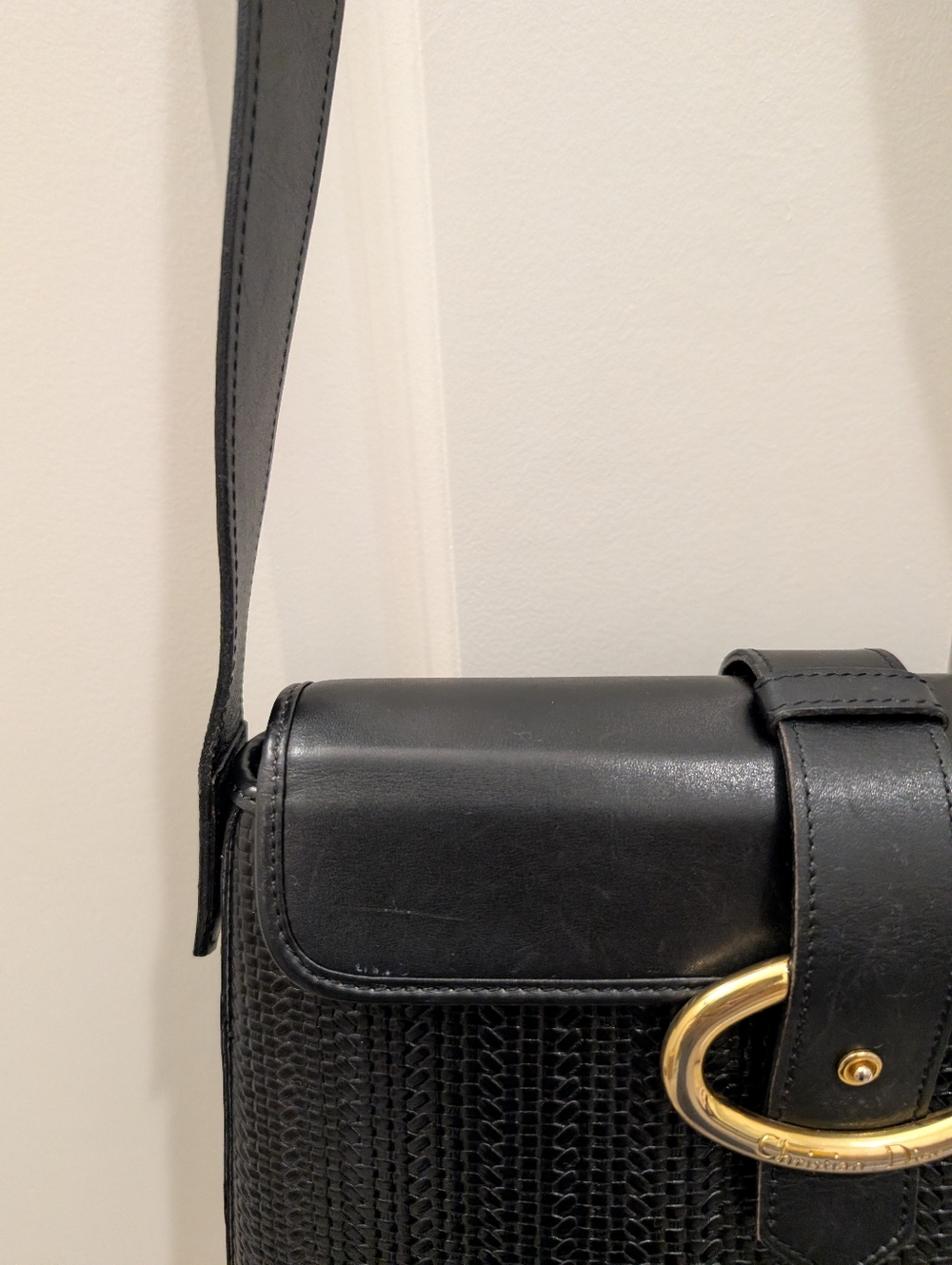 Authentic Christian Dior Black Woven Leather Shoulder/Crossbody Bag - Picture 7 of 16